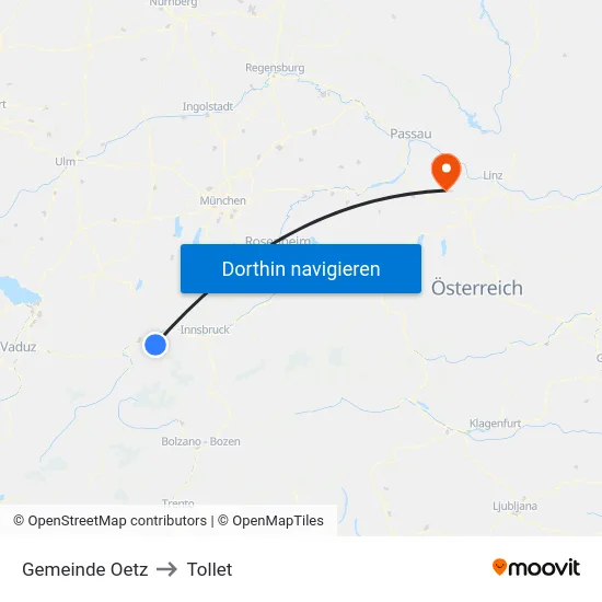 Gemeinde Oetz to Tollet map