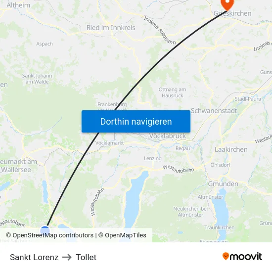 Sankt Lorenz to Tollet map