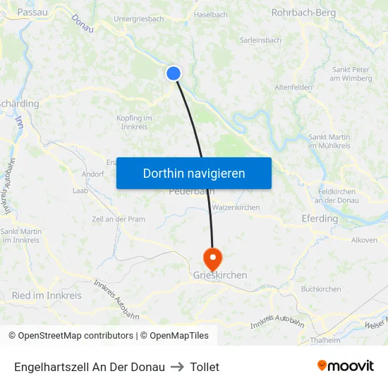 Engelhartszell An Der Donau to Tollet map