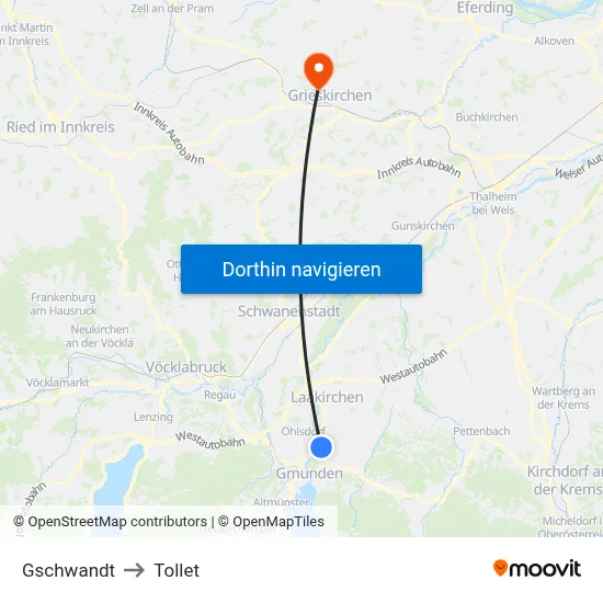 Gschwandt to Tollet map