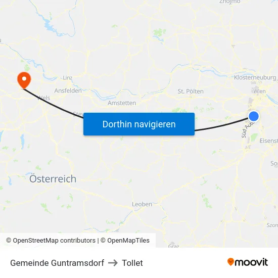 Gemeinde Guntramsdorf to Tollet map