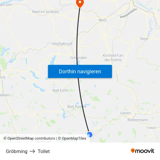 Gröbming to Tollet map