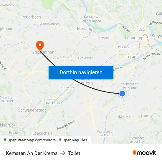 Kematen An Der Krems to Tollet map