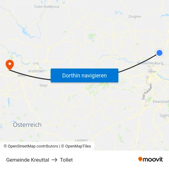 Gemeinde Kreuttal to Tollet map