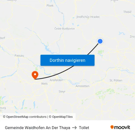 Gemeinde Waidhofen An Der Thaya to Tollet map