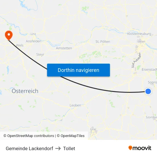 Gemeinde Lackendorf to Tollet map