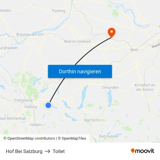 Hof Bei Salzburg to Tollet map