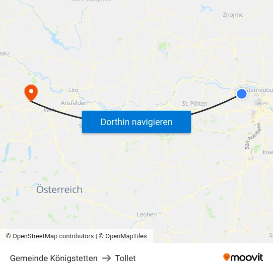 Gemeinde Königstetten to Tollet map