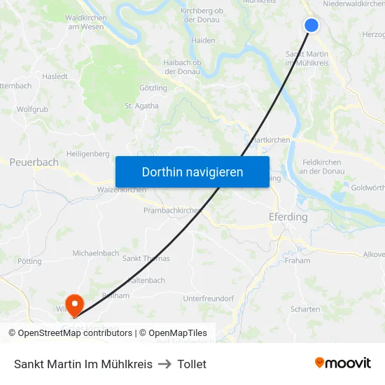 Sankt Martin Im Mühlkreis to Tollet map