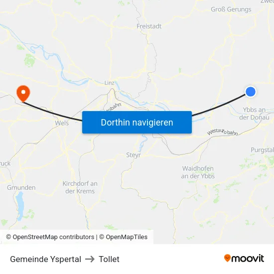 Gemeinde Yspertal to Tollet map