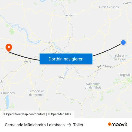Gemeinde Münichreith-Laimbach to Tollet map