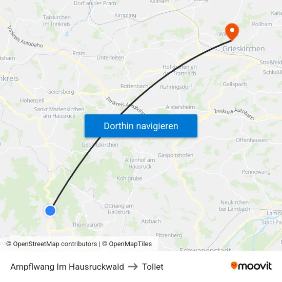 Ampflwang Im Hausruckwald to Tollet map
