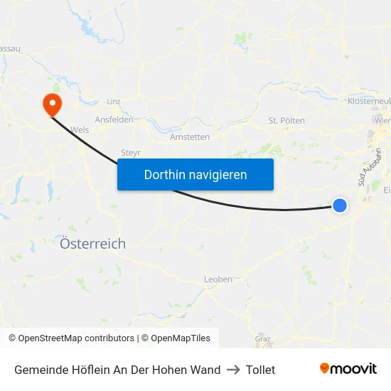 Gemeinde Höflein An Der Hohen Wand to Tollet map