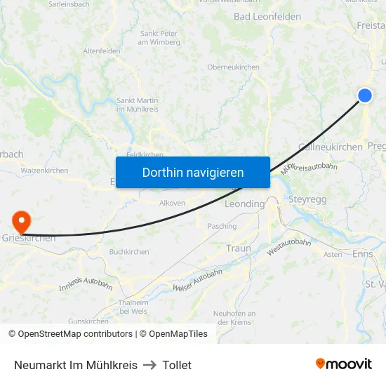Neumarkt Im Mühlkreis to Tollet map