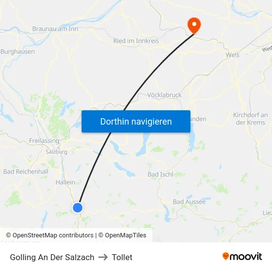 Golling An Der Salzach to Tollet map