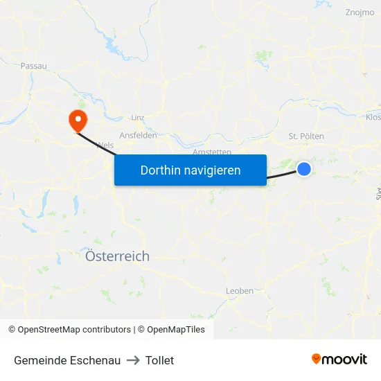 Gemeinde Eschenau to Tollet map