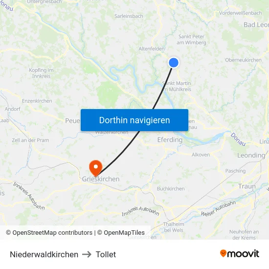 Niederwaldkirchen to Tollet map