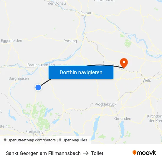 Sankt Georgen am Fillmannsbach to Tollet map