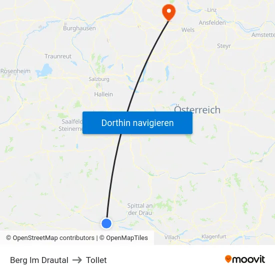 Berg Im Drautal to Tollet map