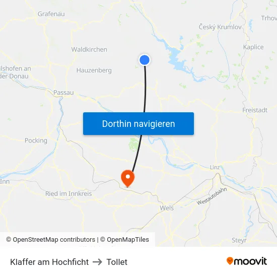 Klaffer am Hochficht to Tollet map