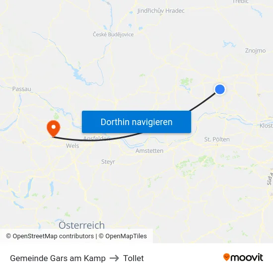 Gemeinde Gars am Kamp to Tollet map