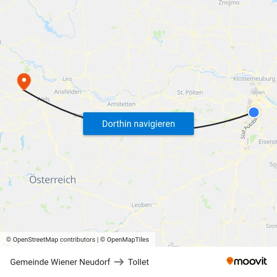 Gemeinde Wiener Neudorf to Tollet map