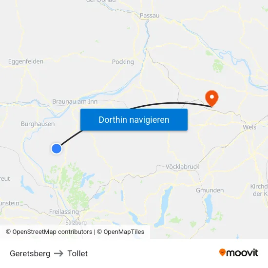 Geretsberg to Tollet map
