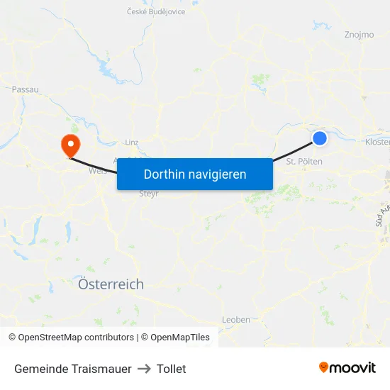 Gemeinde Traismauer to Tollet map