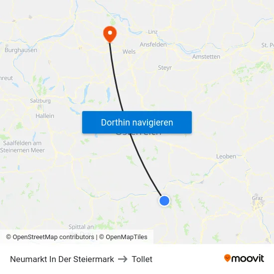 Neumarkt In Der Steiermark to Tollet map