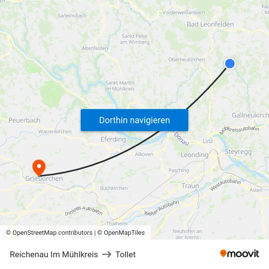 Reichenau Im Mühlkreis to Tollet map