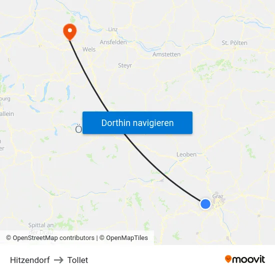 Hitzendorf to Tollet map