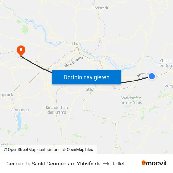 Gemeinde Sankt Georgen am Ybbsfelde to Tollet map