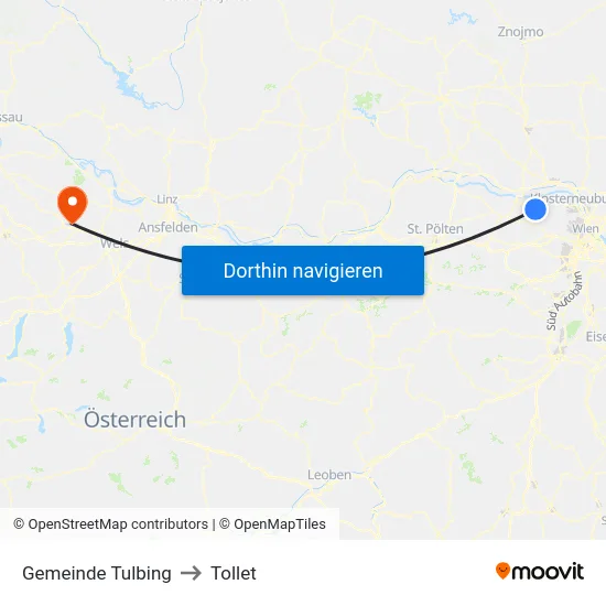 Gemeinde Tulbing to Tollet map