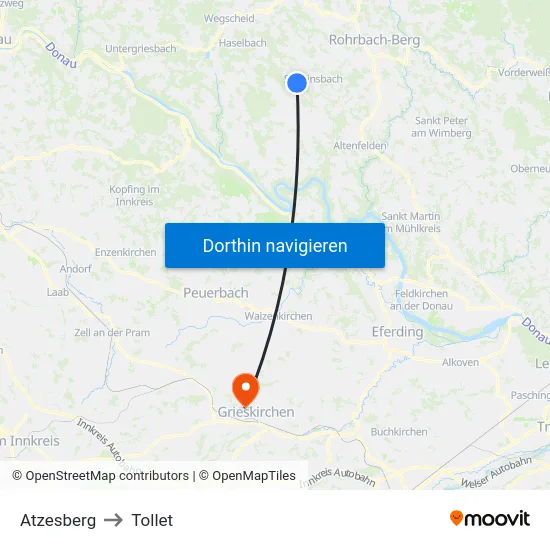 Atzesberg to Tollet map
