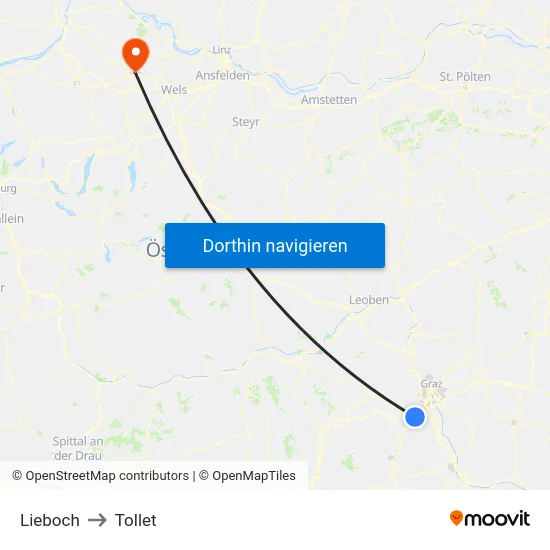 Lieboch to Tollet map