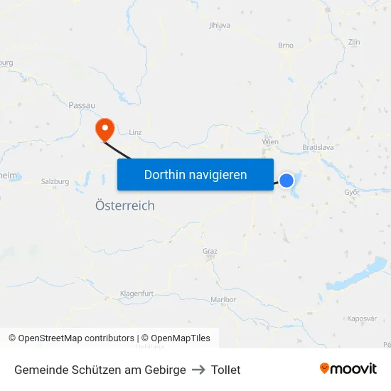 Gemeinde Schützen am Gebirge to Tollet map