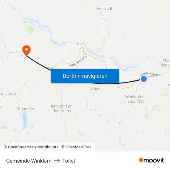 Gemeinde Winklarn to Tollet map