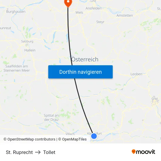 St. Ruprecht to Tollet map