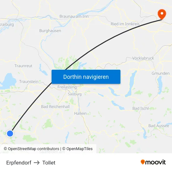 Erpfendorf to Tollet map