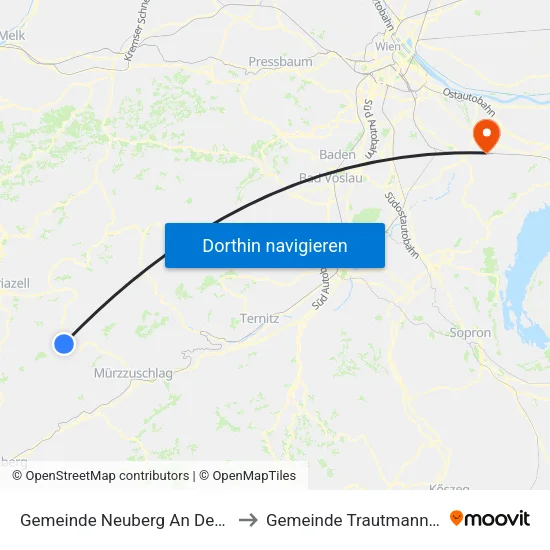 Gemeinde Neuberg An Der Mürz to Gemeinde Trautmannsdorf map