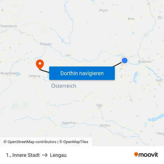 1., Innere Stadt to Lengau map