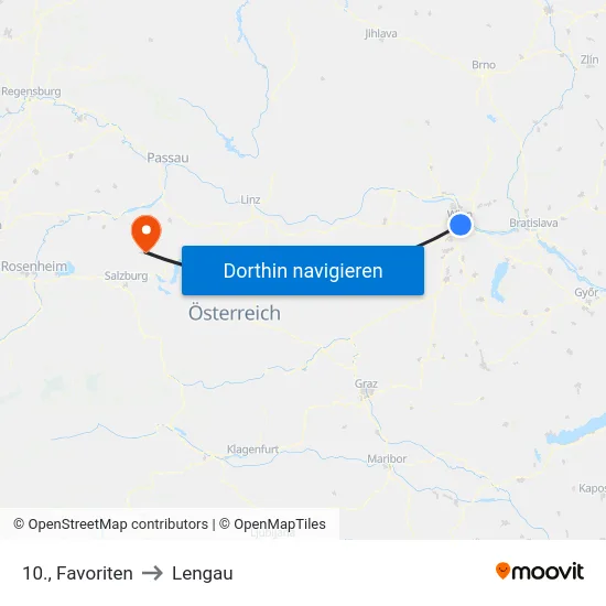 10., Favoriten to Lengau map