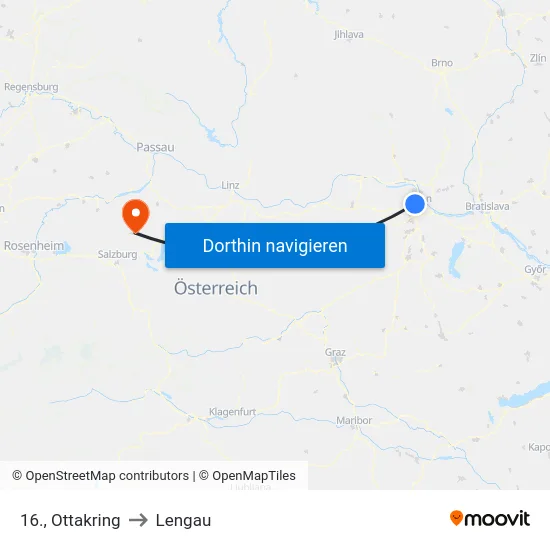 16., Ottakring to Lengau map