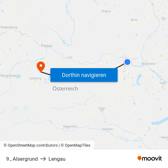 9., Alsergrund to Lengau map