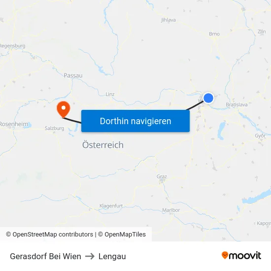 Gerasdorf Bei Wien to Lengau map