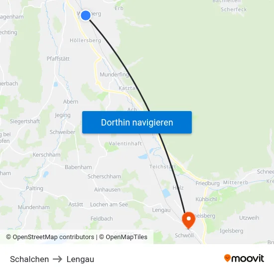 Schalchen to Lengau map