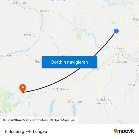 Eidenberg to Lengau map