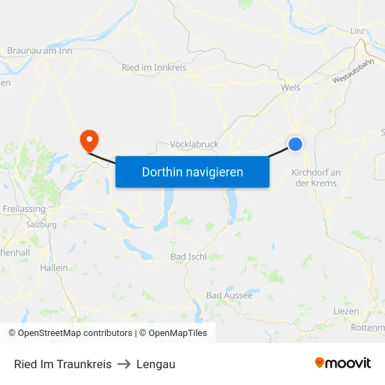 Ried Im Traunkreis to Lengau map