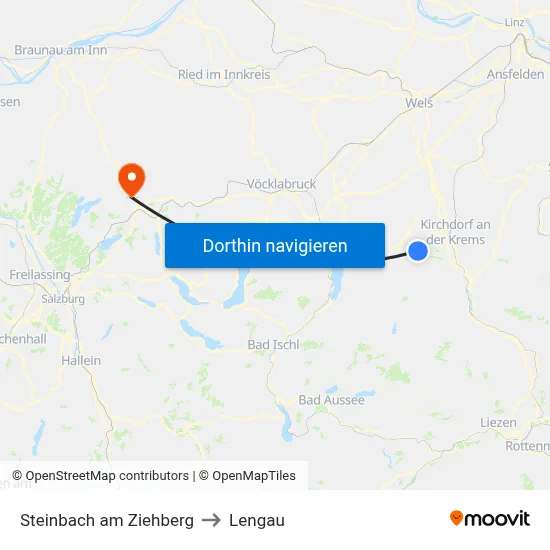 Steinbach am Ziehberg to Lengau map