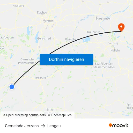 Gemeinde Jerzens to Lengau map
